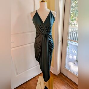 Charlotte Russe Juniors Large Evergreen Spaghetti Strap Drape Front Bodycon Maxi